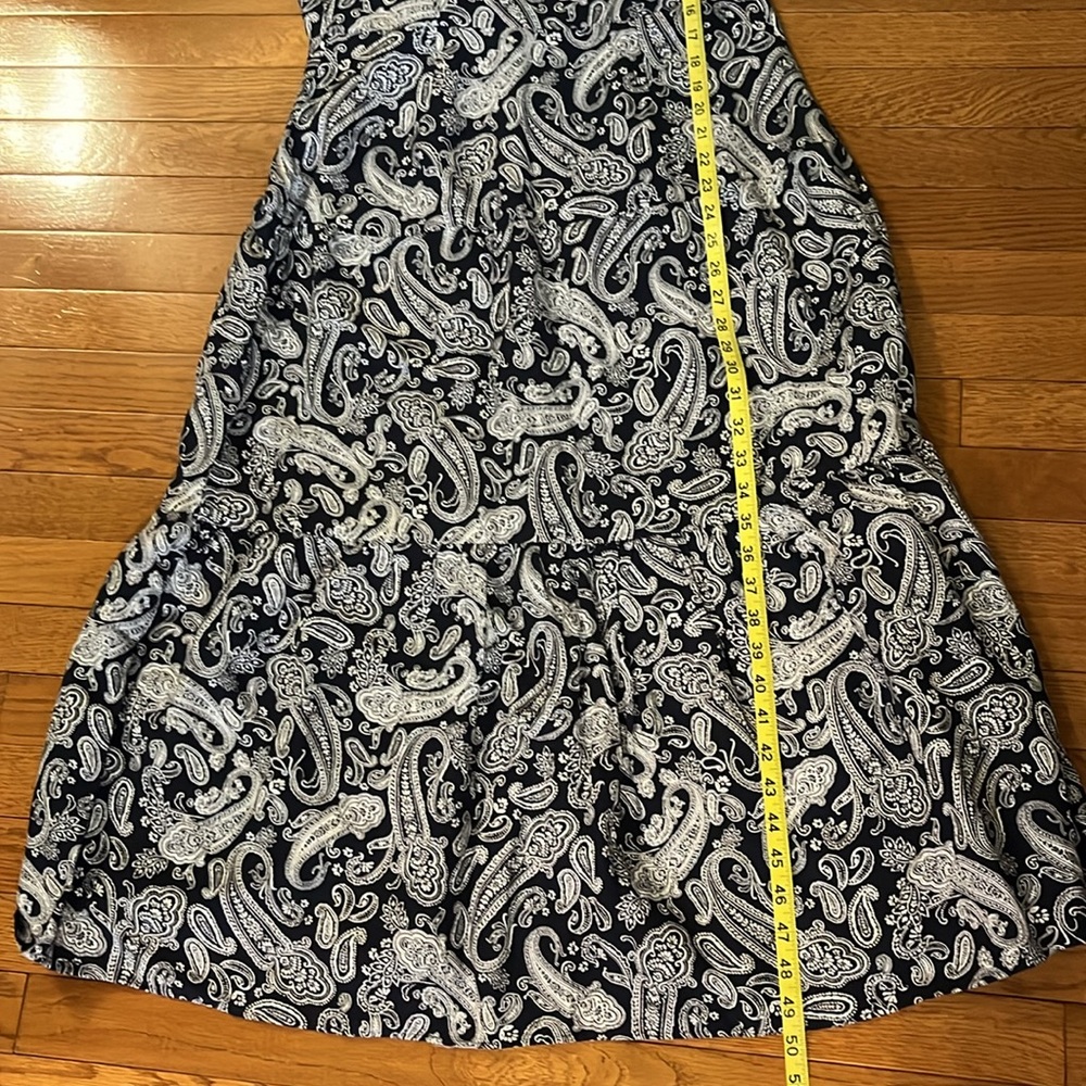 LOFT Navy & White Paisley Linen Dress Size 6 - Picture 14 of 16